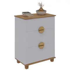 AKIVOY - Cómoda Multi de 3 Cajones Color Blanco