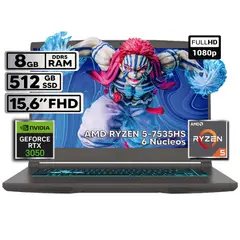 MSI - PORTÁTIL GAMER THIN A15 RYZEN 5 8GB RAM 512GB SSD RTX 3050 15.6” FHD 144HZ