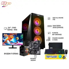 AMD - COMPUTADOR GAMER RYZEN 7 5700G+ MONITOR 24" 120HZ/ RAM 32GB/ SSD 1TB+ COMBO