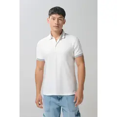 KOAJ - Camisa polo manga corta, cuello y puños tejidos en rect Hombre
