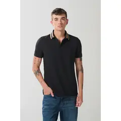 KOAJ - Camisa polo manga corta, cuello y puños tejidos en rect Hombre
