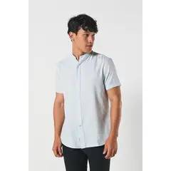 KOAJ - Camisa cuello neru o mao manga corta en slim fit Hombre
