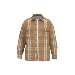 KOAJ - Sobrecamisa oversize unicolor a cuadros con doble bolsi Hombre