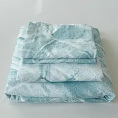 STANZIA HOME - Juego de Sabana Mármol Aqua - Cama King 200