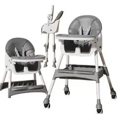 KIDSHOP - Silla Comedor Para Bebé Plegable Con Ruedas 555-13A Gris