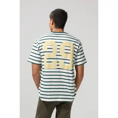 KOAJ - Camiseta a rayas crema clara college con manga corta Hombre