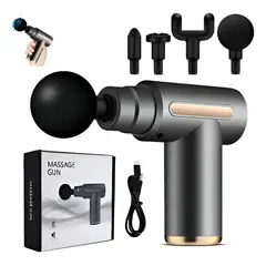 SEISA - Pistola Para Masaje Muscular Con 4 Accesorio Recargable - Gris