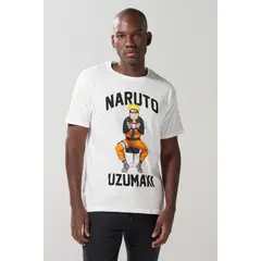 KOAJ - Camiseta de Naruto crema clara manga corta Hombre