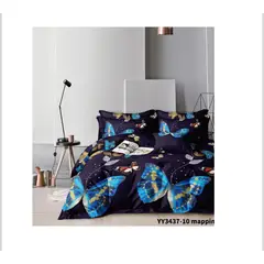 SIRENITAS - Sabana ajustable Bajera Cama Semidoble Mariposas Azul Oscuro