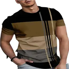 100 - Camiseta Color Café Con Negro Estilo Rayas