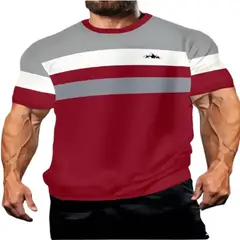 100 - Camiseta Color Rojo de Franjas