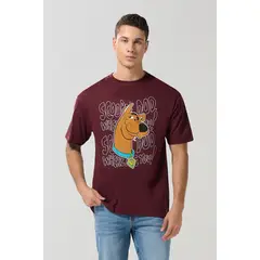 KOAJ - Camiseta roja manga corta con arte de Scooby-Doo Hombre