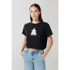 KOAJ - Camiseta crop top negra con diseño de Reina Malvada Mujer