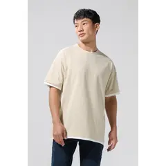 KOAJ - Camiseta unicolor para hombre oversize contrastes en ma Hombre