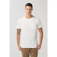KOAJ - Camiseta en algodón manga corta unicolor con bolsillo Hombre