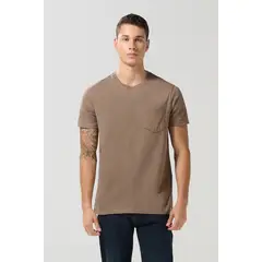 KOAJ - Camiseta en algodón manga corta unicolor con bolsillo Hombre