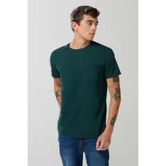 KOAJ - Camiseta en algodón manga corta unicolor con bolsillo Hombre
