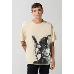 KOAJ - Camiseta kaki clara manga corta de Death Note Hombre