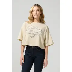 KOAJ - Camiseta crop top femenina fit oversize manga corta Mujer