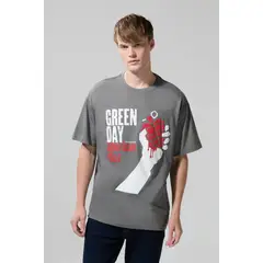 KOAJ - Camiseta gris intensa de Green Day con manga corta Hombre