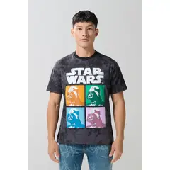 KOAJ - Camiseta negra tie dye cuello redondo de Star Wars Hombre