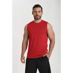 BELIFE - Camiseta deportiva manga sisa roja para hombre