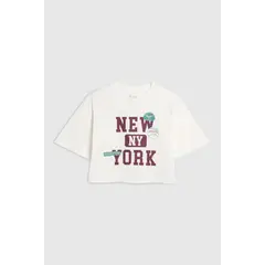 KOAJ - Camiseta crop top college crema con manga corta Niña