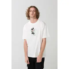 KOAJ - Camiseta oversize crema manga corta de Mickey and Frien Hombre