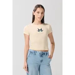 KOAJ - Camiseta kaki clara manga corta con arte de Maléfica Mujer