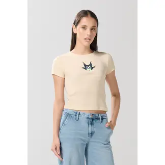 KOAJ - Camiseta kaki clara manga corta con arte de Maléfica Mujer