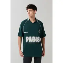 KOAJ - Camiseta polo unicolor con diseño college oversize Hombre