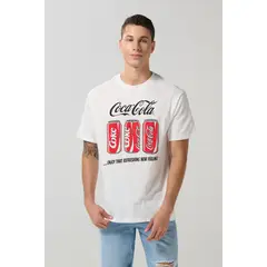 KOAJ - Camiseta crema cuello redondo con diseño de Coca-Cola Hombre