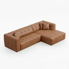 GENERICO - Sofá o Sala Moderna en L Ecocuero marrón Mocca de la Arena