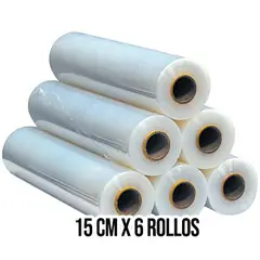 GENERICO - Vinipel industrial transparente 15 cm x 300 Metros x 6 rollos