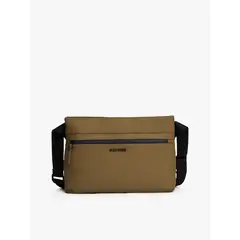 TOMMY HILFIGER - Bolso chocolate mensajero con correa cruzada de tela