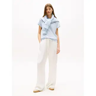 TOMMY HILFIGER - Camiseta celeste texturizada de cuello redondo