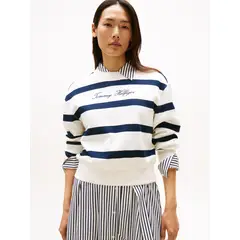 TOMMY HILFIGER - Saco multicolor con cuello redondo y logo bordado