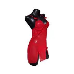 GENERICO - Baby doll en con tanga hilo Rojo en encaje Lenceria Sensual