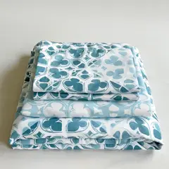 STANZIA HOME - Juego de Sabana Mosaico Azul - Cama King 200