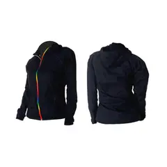 GENERICO - Chaqueta Dama Rompevientos Negro 90% Impermeable Ciclismo Running