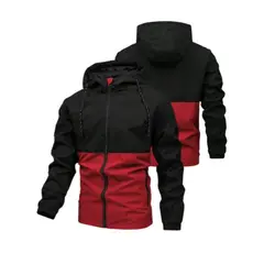 URBAN PLUS - CHAQUETA PARA HOMBRE NEGRA CON ROJO