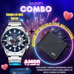 CURREN - COMBO RELOJ 8363 MAS REGALO AMOR Y AMISTAD PARA HOMBRE