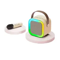 GENERICO - Parlante Bluetooth Con 1 Micrófonos Karaoke K12 Beige