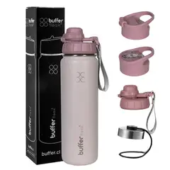 BUFFER FLASK - Termo Botella Agua Termica Inoxidable Buffer+Tapas - Rosa