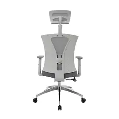 BONNO - Silla Escritorio Con Cabecero Niza Gris Aluminio