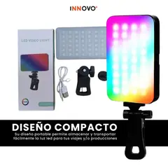INNOVA - Luz Led Portátil Rgb Spot Mini Para Celular Y Laptop 96 Leds Iluminación Regulable