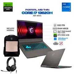 MSI - PORTATIL GAMER THIN- CI7 13620H- RAM 48GB- SSD 1TB- IPS 144HZ- RTX 3050+ DIADEMAS GAMER
