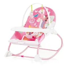 KIDSHOP - Silla Mecedora Vibradora Con Bandeja Para Bebes A7540 Rosado