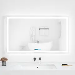 GENERICO - Espejo Led 80x60H Antiempañante Luz Regulable Y Reloj Digital