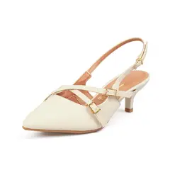 VIZZANO - TACON BAJO MULE MARFIL DORADO